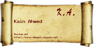 Kain Ahmed névjegykártya